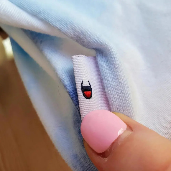 Champion Women's Tie-Front Print Tee Multi Wash Cloud Deep Forte Blue Medium - Picture 11 of 15